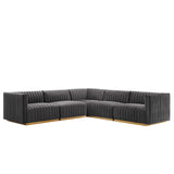 Conjure 5-Piece Channel Tufted Performance Velvet Sectional by Lefancy