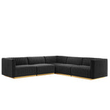 Conjure 5-Piece Channel Tufted Performance Velvet Sectional by Lefancy