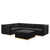 Conjure 5-Piece Channel Tufted Performance Velvet Sectional by Lefancy