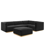 Conjure 5-Piece Channel Tufted Performance Velvet Sectional by Lefancy