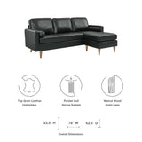 Valour 78" Leather Apartment Sectional Sofa by Lefancy