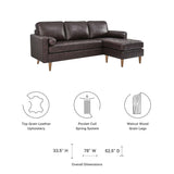 Valour 78" Leather Apartment Sectional Sofa by Lefancy