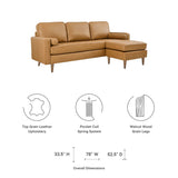 Valour 78" Leather Apartment Sectional Sofa by Lefancy