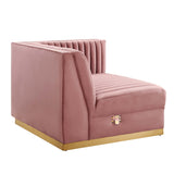 Sanguine Channel Tufted Performance Velvet Modular Sectional Sofa Right-Arm Chair by Lefancy