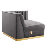 Sanguine Channel Tufted Performance Velvet Modular Sectional Sofa Right-Arm Chair by Lefancy