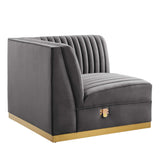Sanguine Channel Tufted Performance Velvet Modular Sectional Sofa Right Corner Chair by Lefancy