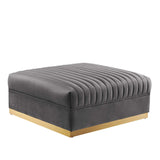 Sanguine Channel Tufted Performance Velvet Modular Sectional Sofa Ottoman by Lefancy