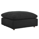 Commix Down Filled Overstuffed Boucle Fabric Ottoman by Lefancy