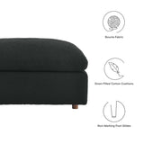 Commix Down Filled Overstuffed Boucle Fabric Ottoman by Lefancy