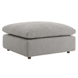 Commix Down Filled Overstuffed Boucle Fabric Ottoman by Lefancy