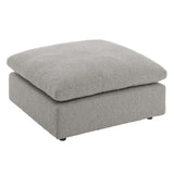 Commix Down Filled Overstuffed Boucle Fabric Ottoman by Lefancy