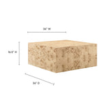 Cosmos 36" Square Burl Wood Coffee Table by Lefancy
