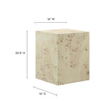 Cosmos 16" Square Burl Wood Side Table by Lefancy