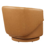 Celestia Vegan Leather Fabric and Wood Swivel Chair by Lefancy