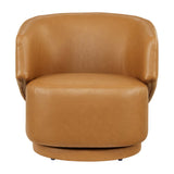 Celestia Vegan Leather Fabric and Wood Swivel Chair by Lefancy