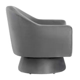 Astral Performance Velvet Fabric and Wood Swivel Chair by Lefancy