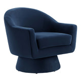 Astral Performance Velvet Fabric and Wood Swivel Chair by Lefancy