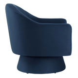 Astral Performance Velvet Fabric and Wood Swivel Chair by Lefancy