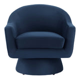 Astral Performance Velvet Fabric and Wood Swivel Chair by Lefancy