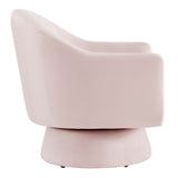 Astral Performance Velvet Fabric and Wood Swivel Chair by Lefancy