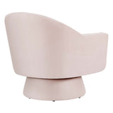 Astral Performance Velvet Fabric and Wood Swivel Chair by Lefancy