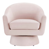 Astral Performance Velvet Fabric and Wood Swivel Chair by Lefancy