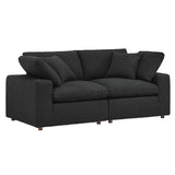 Commix Down Filled Overstuffed Boucle Fabric Loveseat by Lefancy