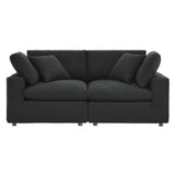 Commix Down Filled Overstuffed Boucle Fabric Loveseat by Lefancy