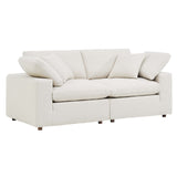 Commix Down Filled Overstuffed Boucle Fabric Loveseat by Lefancy