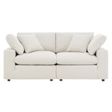 Commix Down Filled Overstuffed Boucle Fabric Loveseat by Lefancy