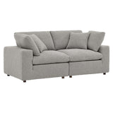 Commix Down Filled Overstuffed Boucle Fabric Loveseat by Lefancy