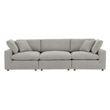 Commix Down Filled Overstuffed Boucle Fabric 3-Seater Sofa by Lefancy