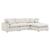 Commix 4-Piece Down Filled Overstuffed Boucle Fabric Sectional Sofa by Lefancy