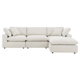 Commix 4-Piece Down Filled Overstuffed Boucle Fabric Sectional Sofa by Lefancy