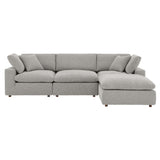 Commix 4-Piece Down Filled Overstuffed Boucle Fabric Sectional Sofa by Lefancy