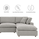 Commix 4-Piece Down Filled Overstuffed Boucle Fabric Sectional Sofa by Lefancy