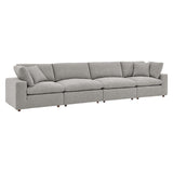 Commix Down Filled Overstuffed Boucle Fabric 4-Seater Sofa by Lefancy