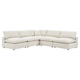 Commix 5-Piece Down Filled Overstuffed Boucle Fabric Sectional Sofa by Lefancy