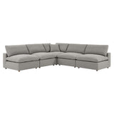 Commix 5-Piece Down Filled Overstuffed Boucle Fabric Sectional Sofa by Lefancy