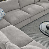 Commix 6-Piece Down Filled Overstuffed Boucle Fabric Sectional Sofa by Lefancy