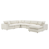 Commix 7-Piece Down Filled Overstuffed Boucle Sectional Sofa by Lefancy