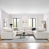 Commix 8-Piece Down Filled Overstuffed Boucle Fabric Sectional Sofa by Lefancy