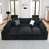 Commix 6-Piece Down Filled Overstuffed Boucle Fabric Sectional Sofa by Lefancy
