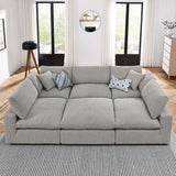 Commix 6-Piece Down Filled Overstuffed Boucle Fabric Sectional Sofa by Lefancy