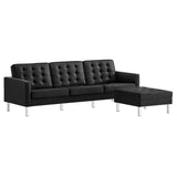 Loft Tufted Vegan Leather Sofa and Ottoman Set by Lefancy