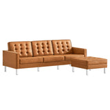 Loft Tufted Vegan Leather Sofa and Ottoman Set by Lefancy