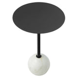 Aliza Round White Marble Side Table by Lefancy