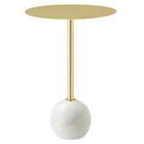 Aliza Round White Marble Side Table by Lefancy