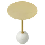 Aliza Round White Marble Side Table by Lefancy