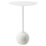 Aliza Round White Marble Side Table by Lefancy